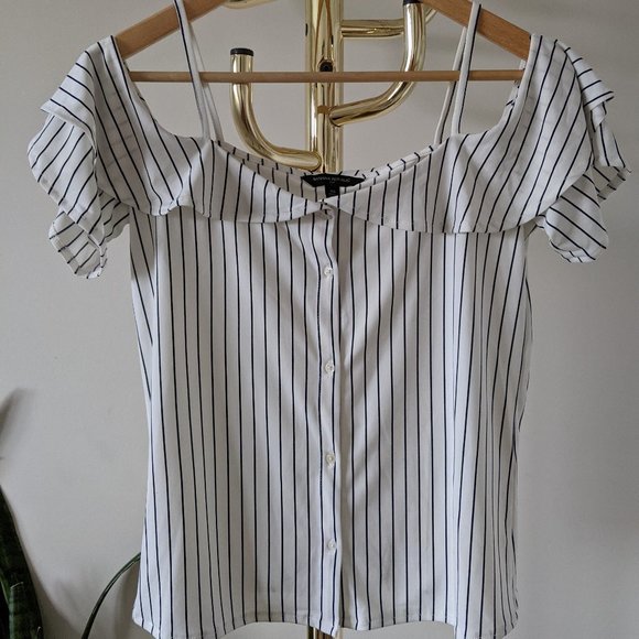 Black and White Striped Banana Republic Blouse - Picture 1 of 9
